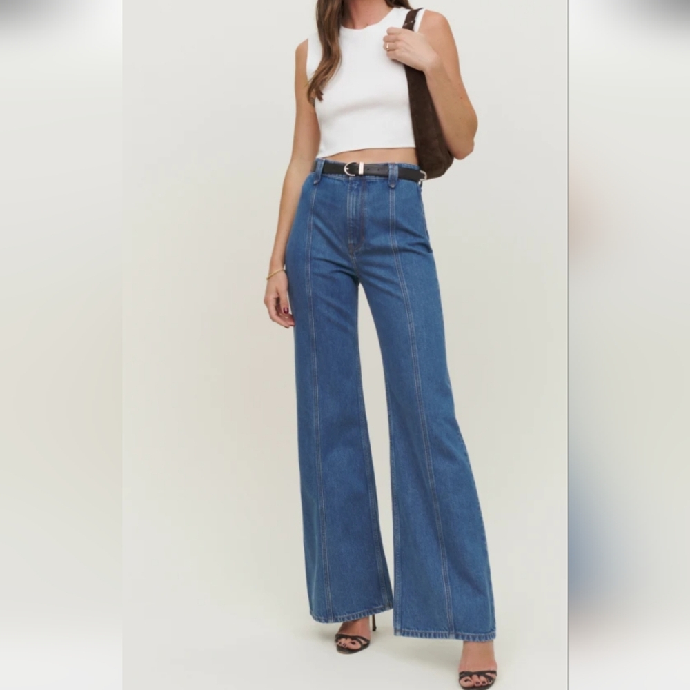 Reformation Leah Seamed Wide Leg Jeans
